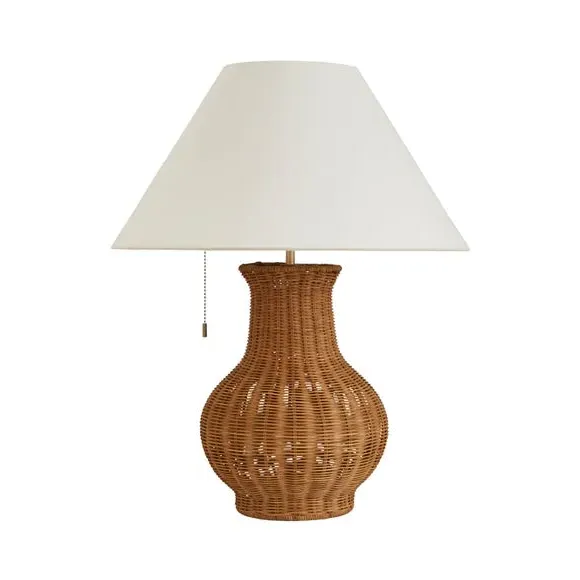 Curve Table Lamp with Switch - Beige, Rattan