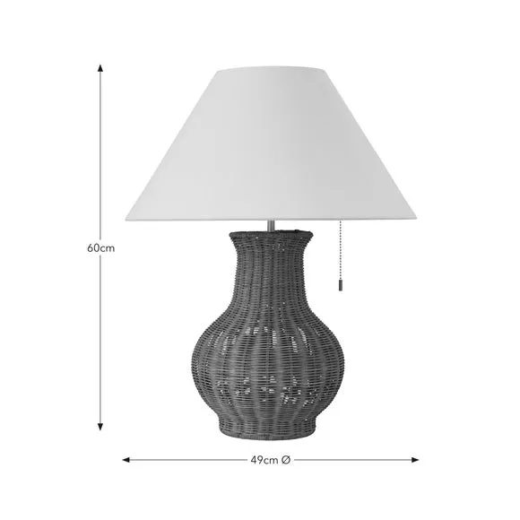 Curve Table Lamp with Switch - Beige, Rattan