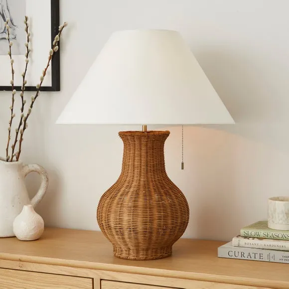 Curve Table Lamp with Switch - Beige, Rattan image