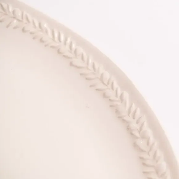 Dinner Plate with Embossed Design - Cream, Stoneware
