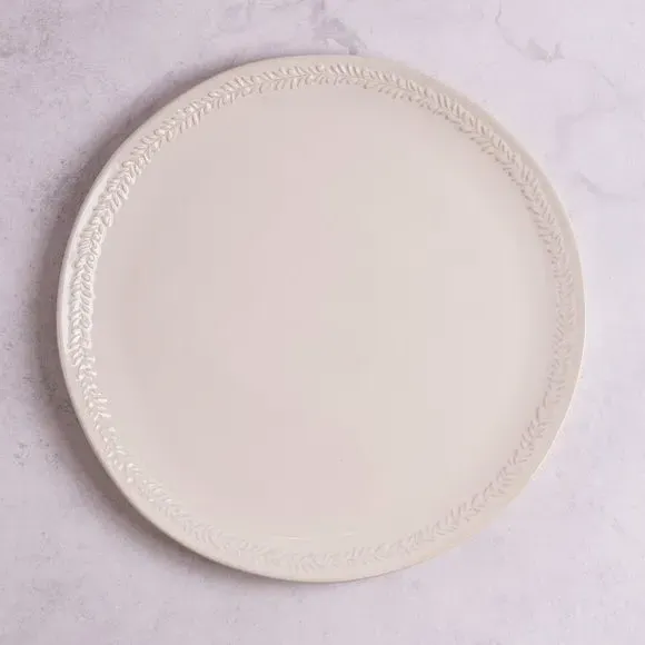 Dinner Plate with Embossed Design - Cream, Stoneware image