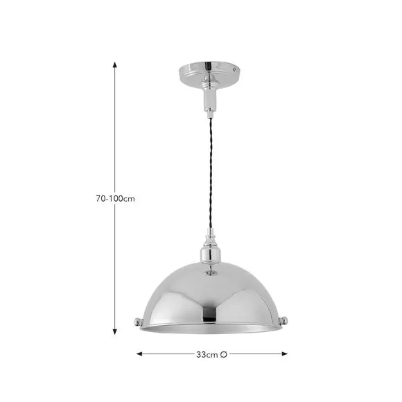 Dome Pendant Light Industrial Style - Silver