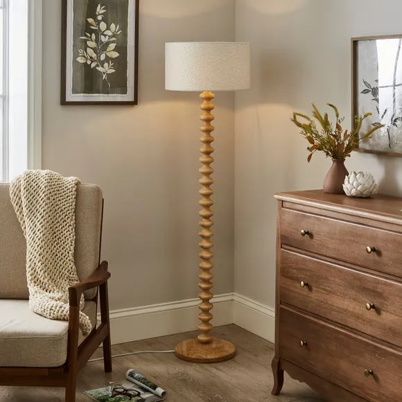Drum Lamp Shade - Ivory, Boucle Fabric