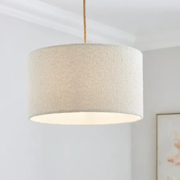 Drum Lamp Shade - Ivory, Boucle Fabric image