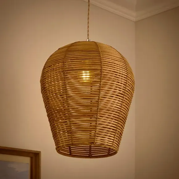 Easy Fit Lamp Shade - Beige, Rattan