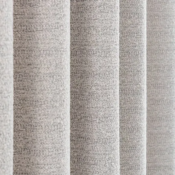 Eyelet Curtains with Lining - Grey, Boucle