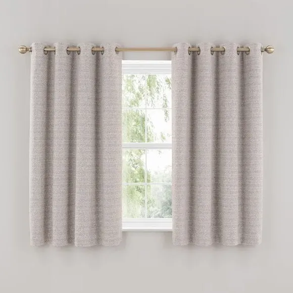 Eyelet Curtains with Lining - Grey, Boucle
