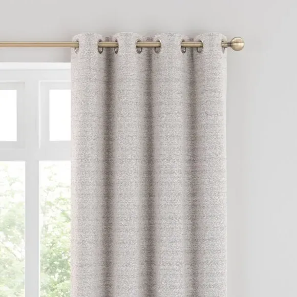 Eyelet Curtains with Lining - Grey, Boucle
