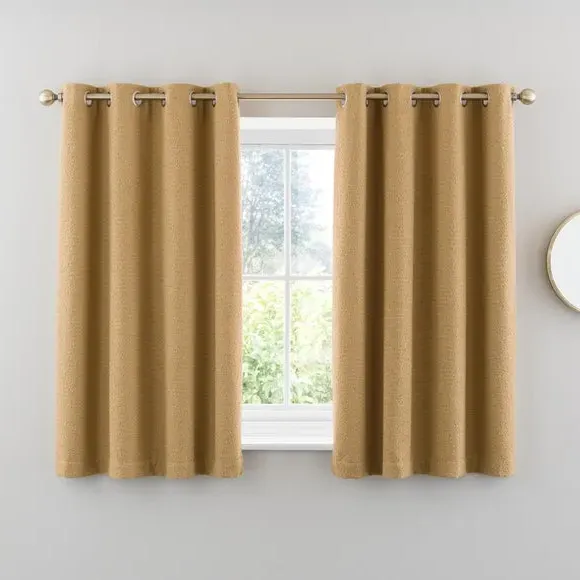 Eyelet Curtains with Lining - Honey, Boucle