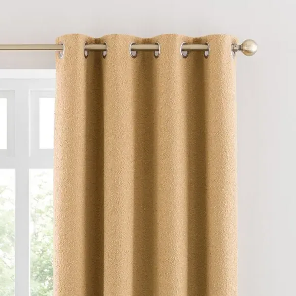 Eyelet Curtains with Lining - Honey, Boucle
