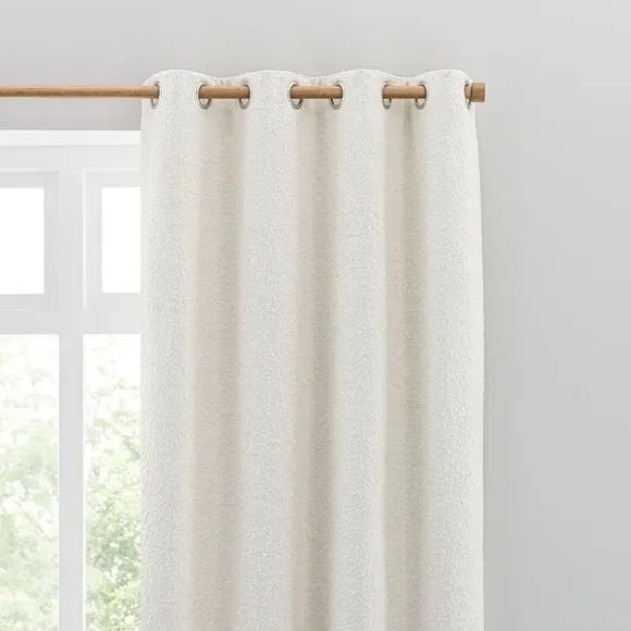 Eyelet Curtains with Lining - Ivory, Boucle