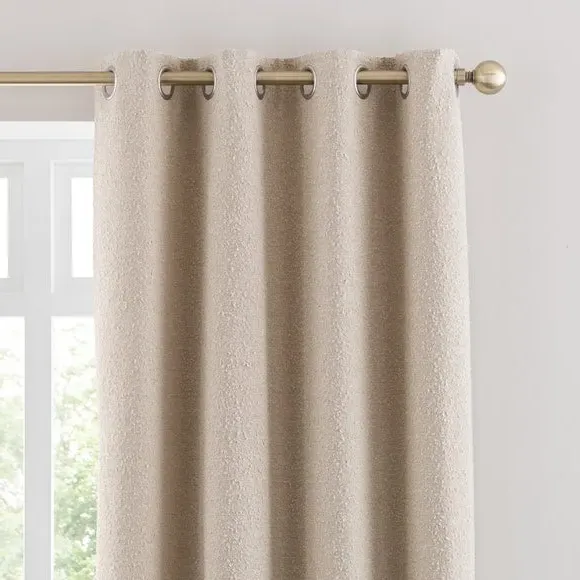 Eyelet Curtains with Lining - Natural, Boucle