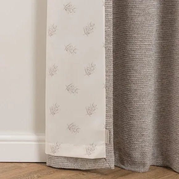 Eyelet Curtains with Textured Design - Grey