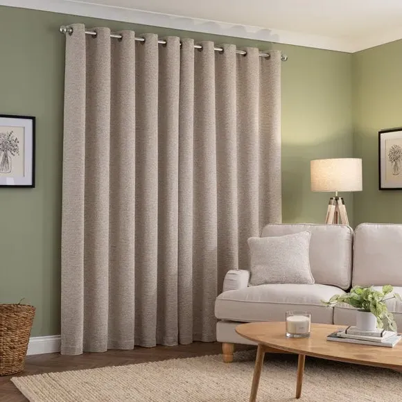 Eyelet Curtains with Textured Design - Natural