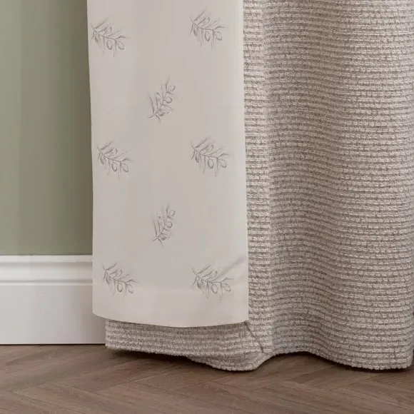 Eyelet Curtains with Textured Design - Natural