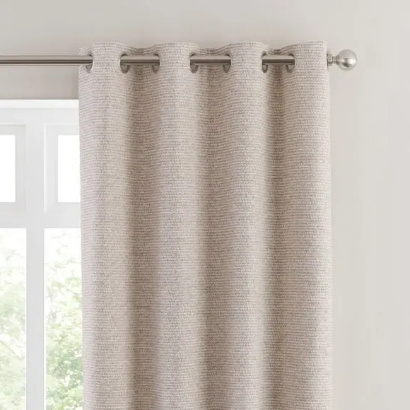 Eyelet Curtains with Textured Design - Natural