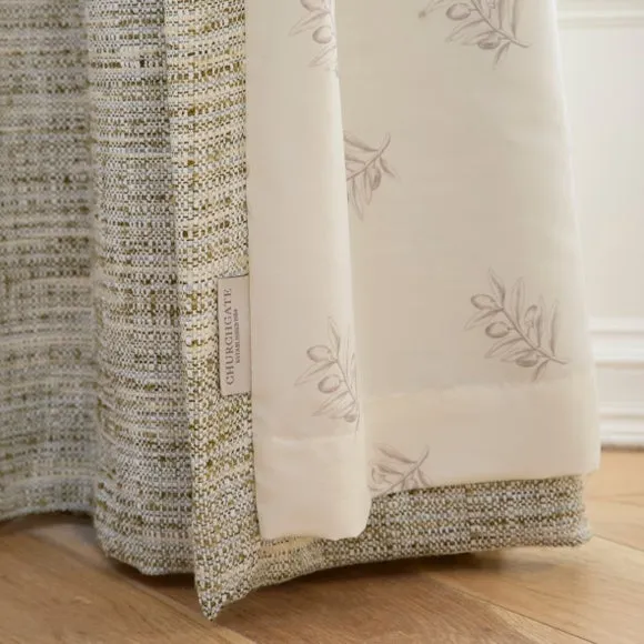 Eyelet Curtains with Textured Weave - Green