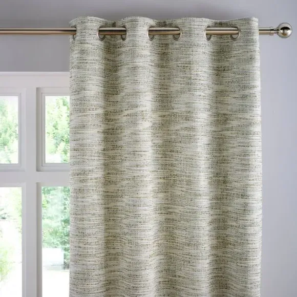 Eyelet Curtains with Textured Weave - Green image