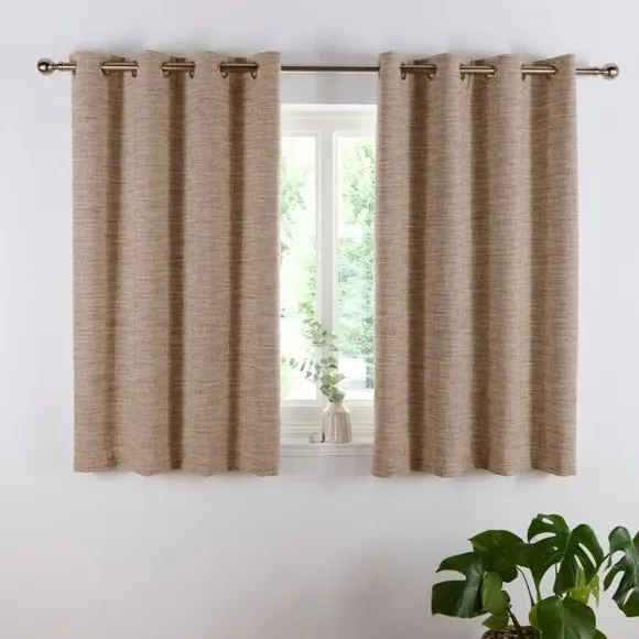 Eyelet Curtains with Textured Weave - Natural