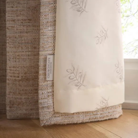 Eyelet Curtains with Textured Weave - Natural