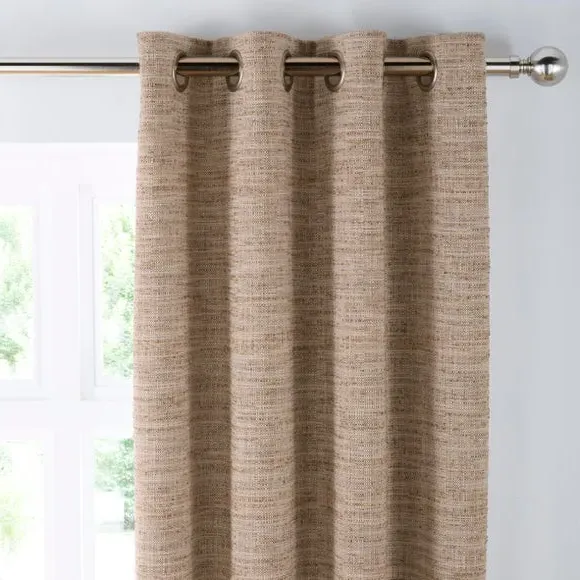 Eyelet Curtains with Textured Weave - Natural