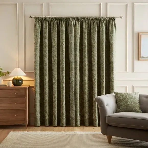 Fern Pencil Pleat Curtains - Green