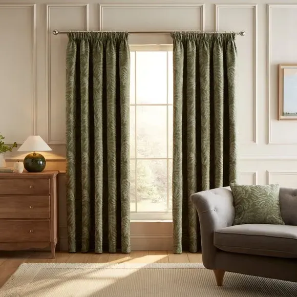 Fern Pencil Pleat Curtains - Green