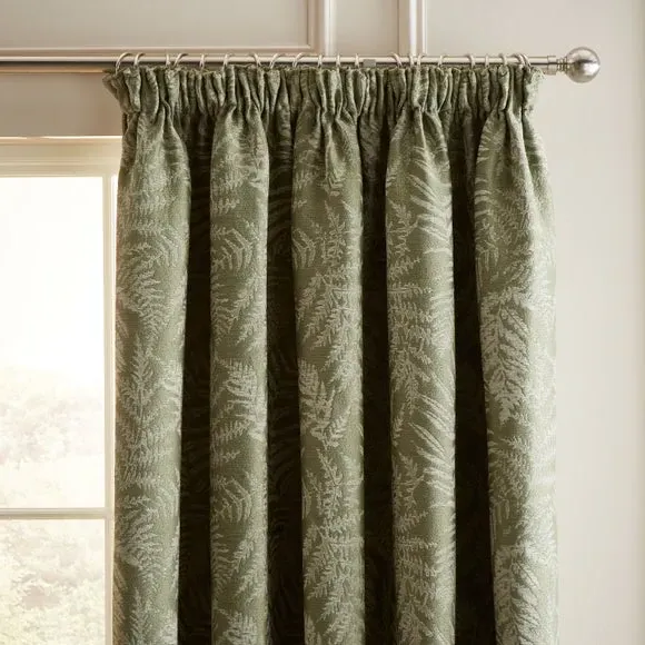 Fern Pencil Pleat Curtains - Green