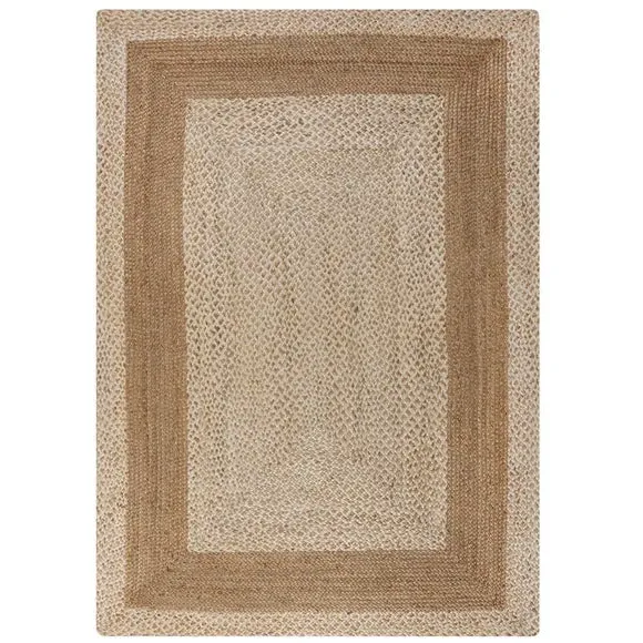 Flatweave Rug with Border Design - Natural, Jute