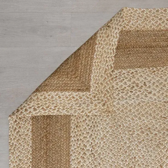 Flatweave Rug with Border Design - Natural, Jute