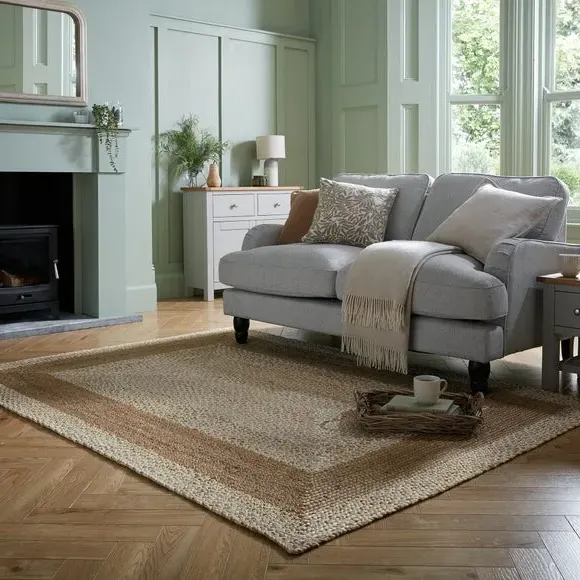 Flatweave Rug with Border Design - Natural, Jute image