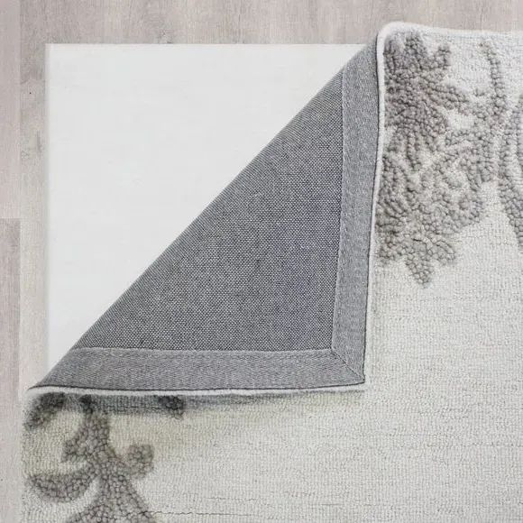 Floral Border Rug - Ivory, Wool
