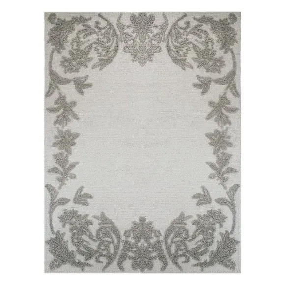 Floral Border Rug - Ivory, Wool