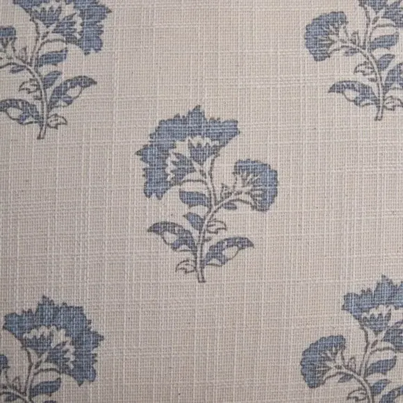 Floral Cushion Cover with Scalloped Trim - Blue