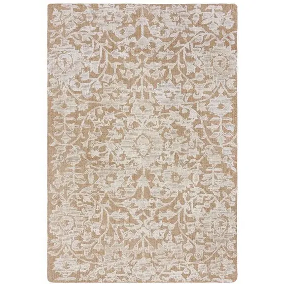 Floral Wool Rug - Natural, 100% Wool