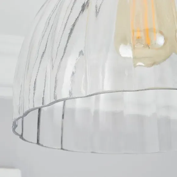 Flush Ceiling Light with Ribbed Glass - Brass