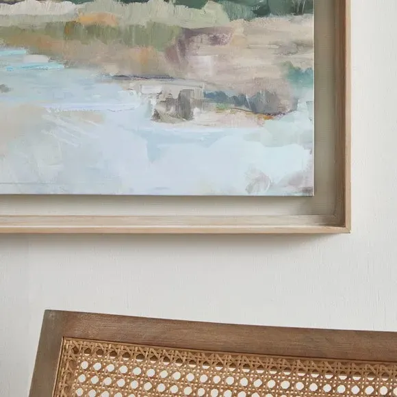 Framed Canvas Print - Blue, Wood