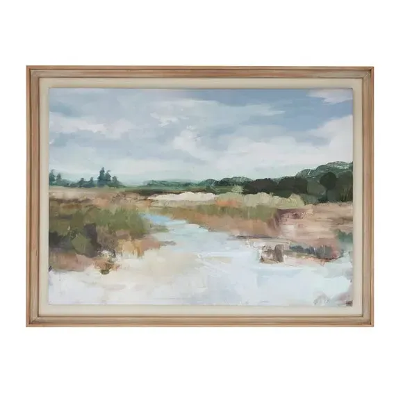 Framed Canvas Print - Blue, Wood