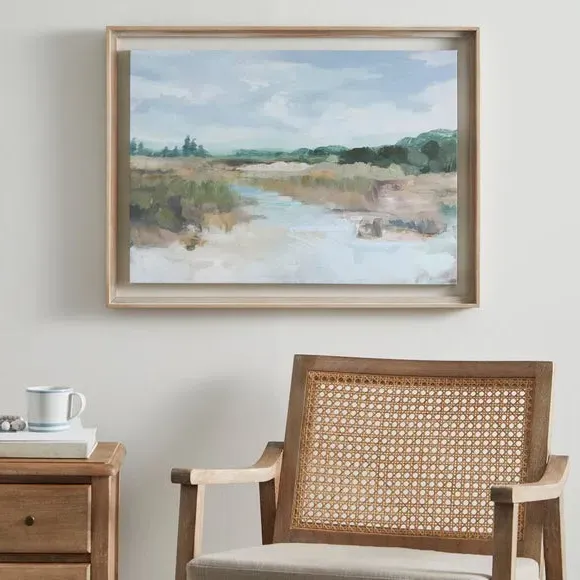 Framed Canvas Print - Blue, Wood