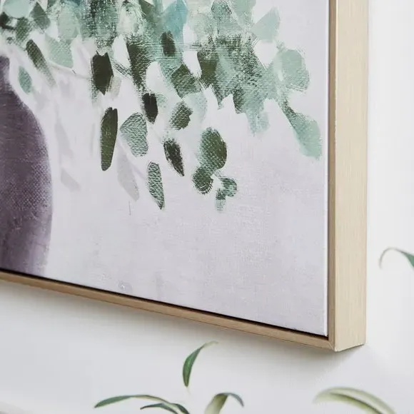 Framed Canvas Print - Green, Floral Design
