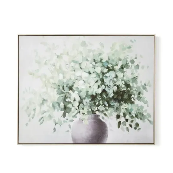 Framed Canvas Print - Green, Floral Design