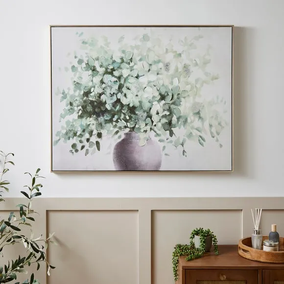 Framed Canvas Print - Green, Floral Design image