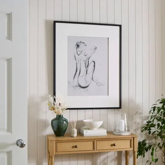 Framed Print Woman Line Drawing - Black/White image
