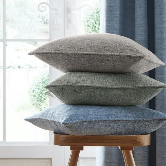 Herringbone Cushion - Sage, Textured Fabric