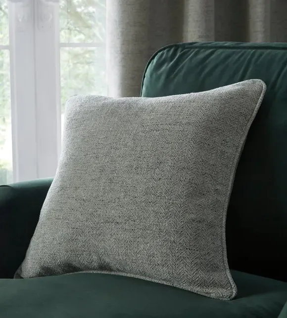 Herringbone Cushion - Sage, Textured Fabric