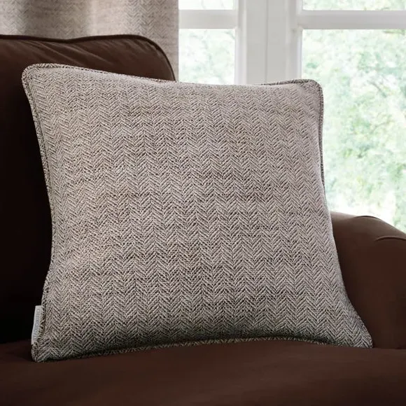 Herringbone Cushion - Walnut, Textured Fabric