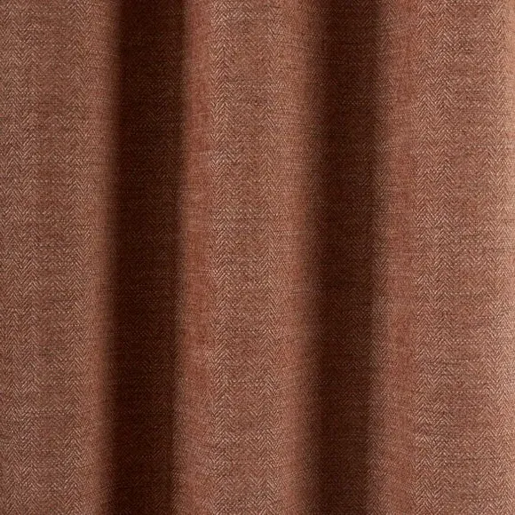 Herringbone Eyelet Curtains - Butterscotch, Polyester