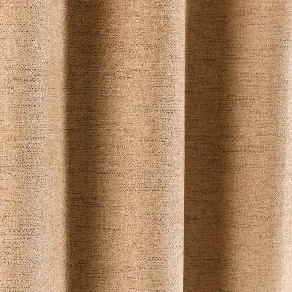Herringbone Eyelet Curtains - Honey, Polyester