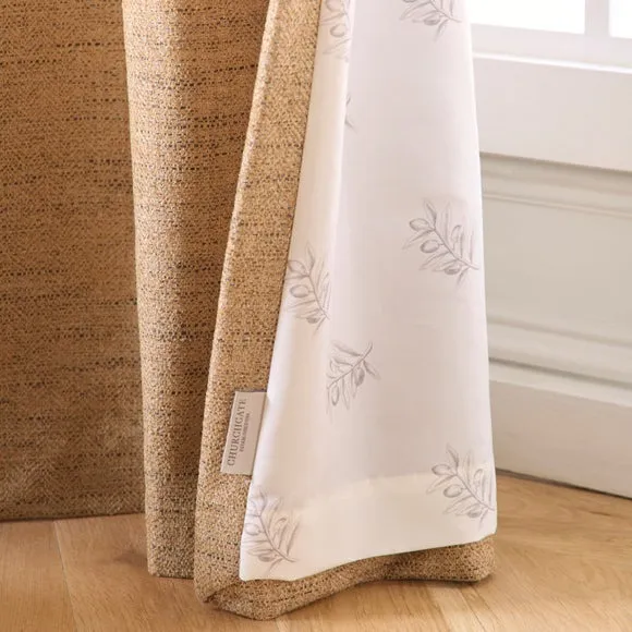 Herringbone Eyelet Curtains - Honey, Polyester
