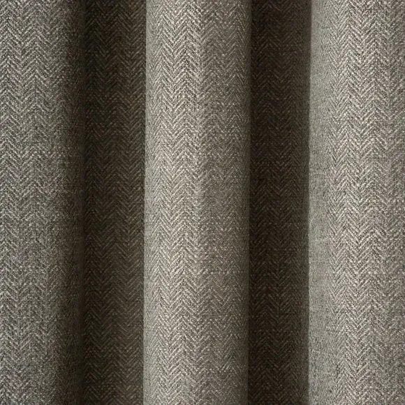 Herringbone Eyelet Curtains - Olive, Polyester